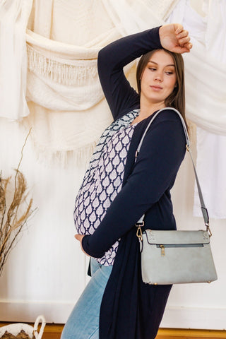 CROSSBODY WITH WHIPSTITCH DETAIL IN DUSTY BLUE - Love Marlow