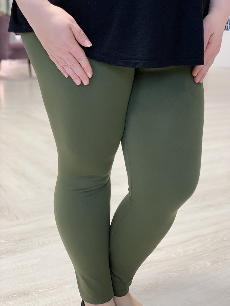 Solid Olive Fleece Lined Leggings - Women's Plus Size – Apple Girl Boutique