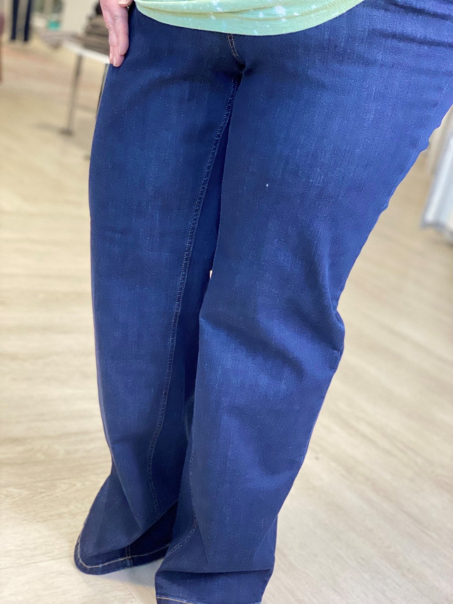 HIGH - RISE STRAIGHT LEG JEAN IN DARK BLUE DENIM - Love Marlow