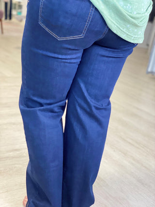 HIGH - RISE STRAIGHT LEG JEAN IN DARK BLUE DENIM - Love Marlow