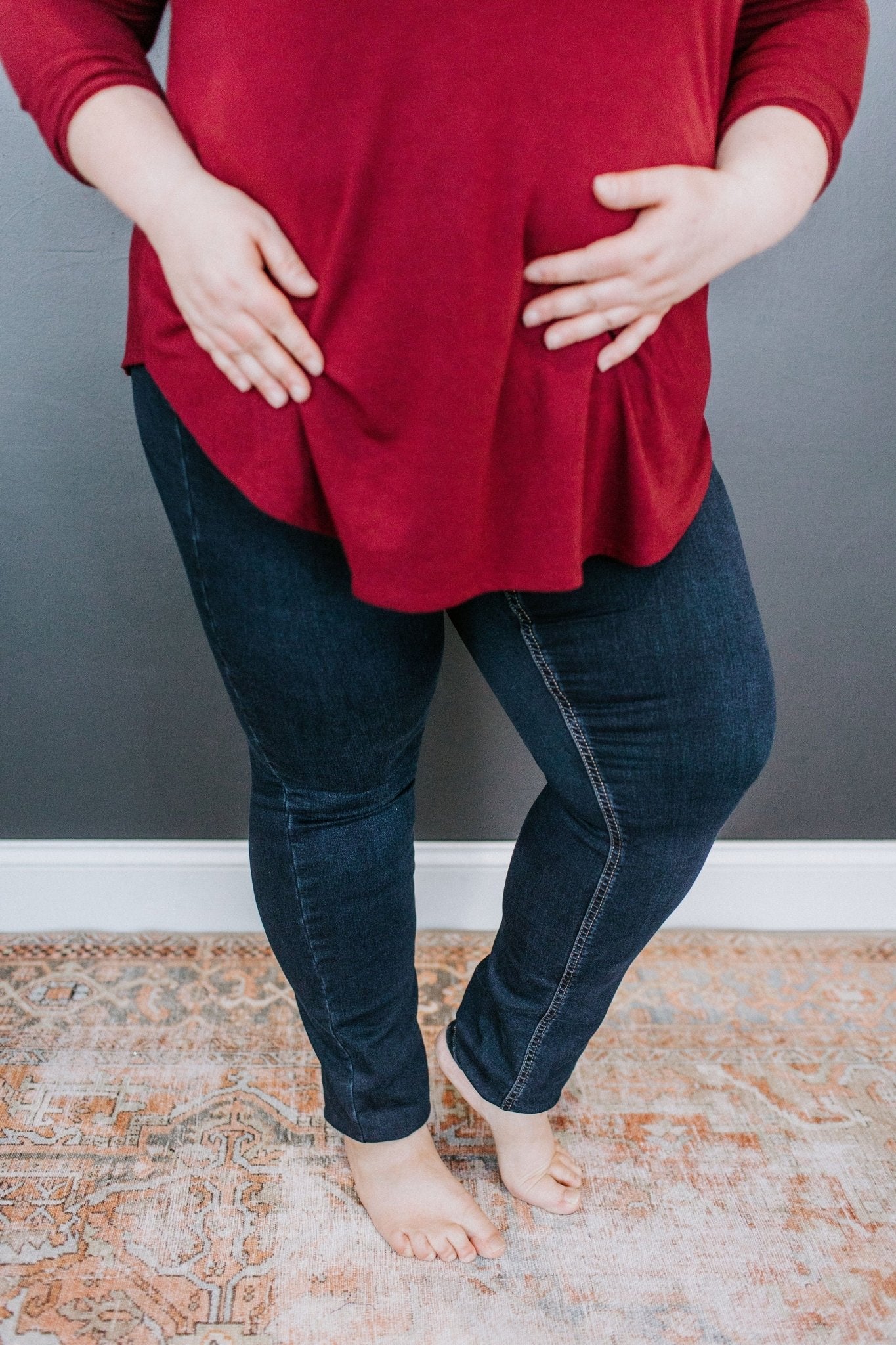 MID - RISE STRETCH SKINNY JEAN IN DENIM BLUE - Love Marlow