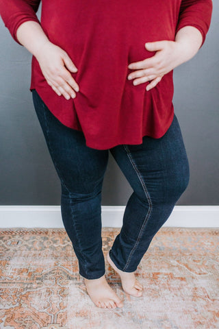 MID - RISE STRETCH SKINNY JEAN IN DENIM BLUE - Love Marlow