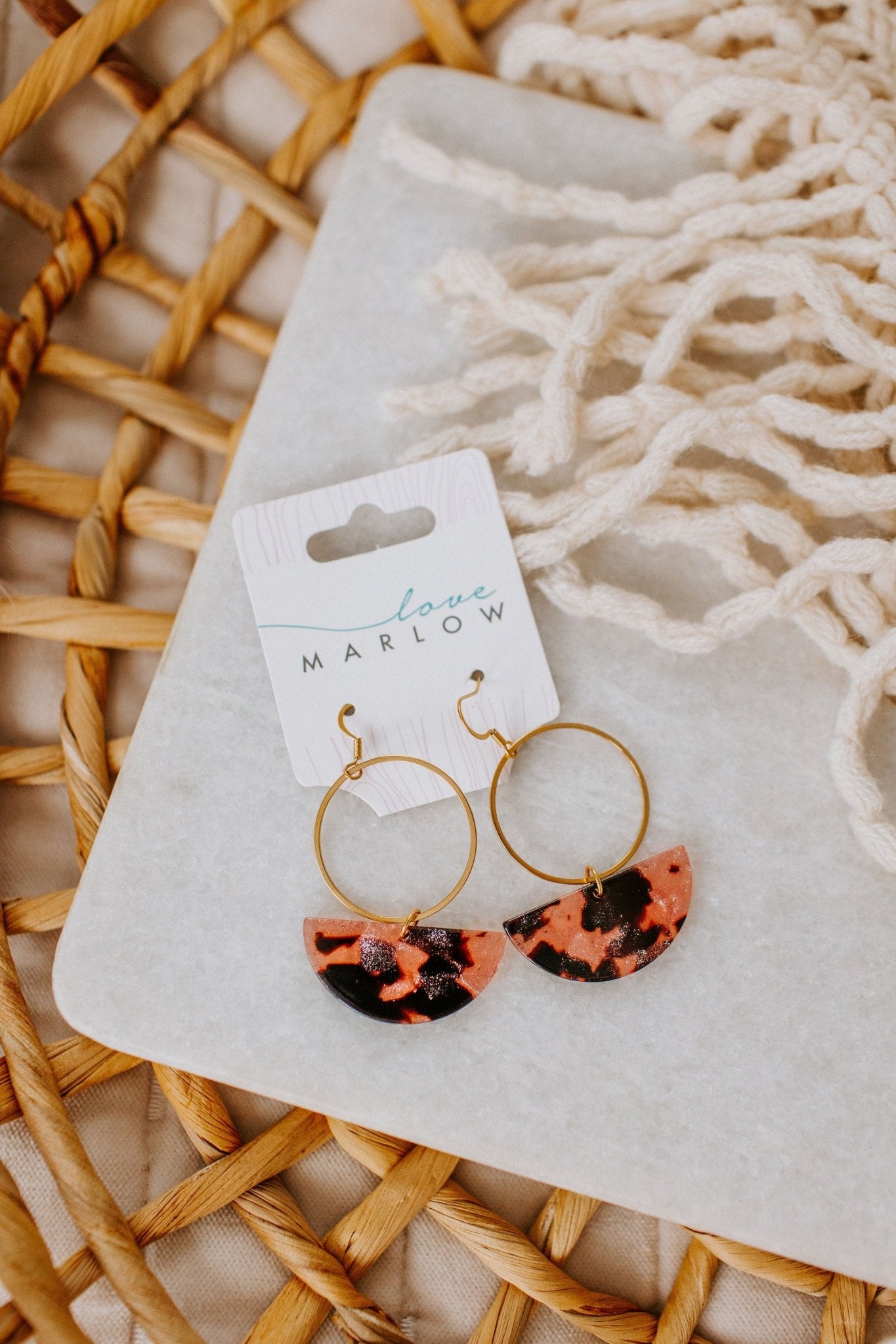 REESE EARRINGS IN PINK GLITTER TORTOISE - Love Marlow