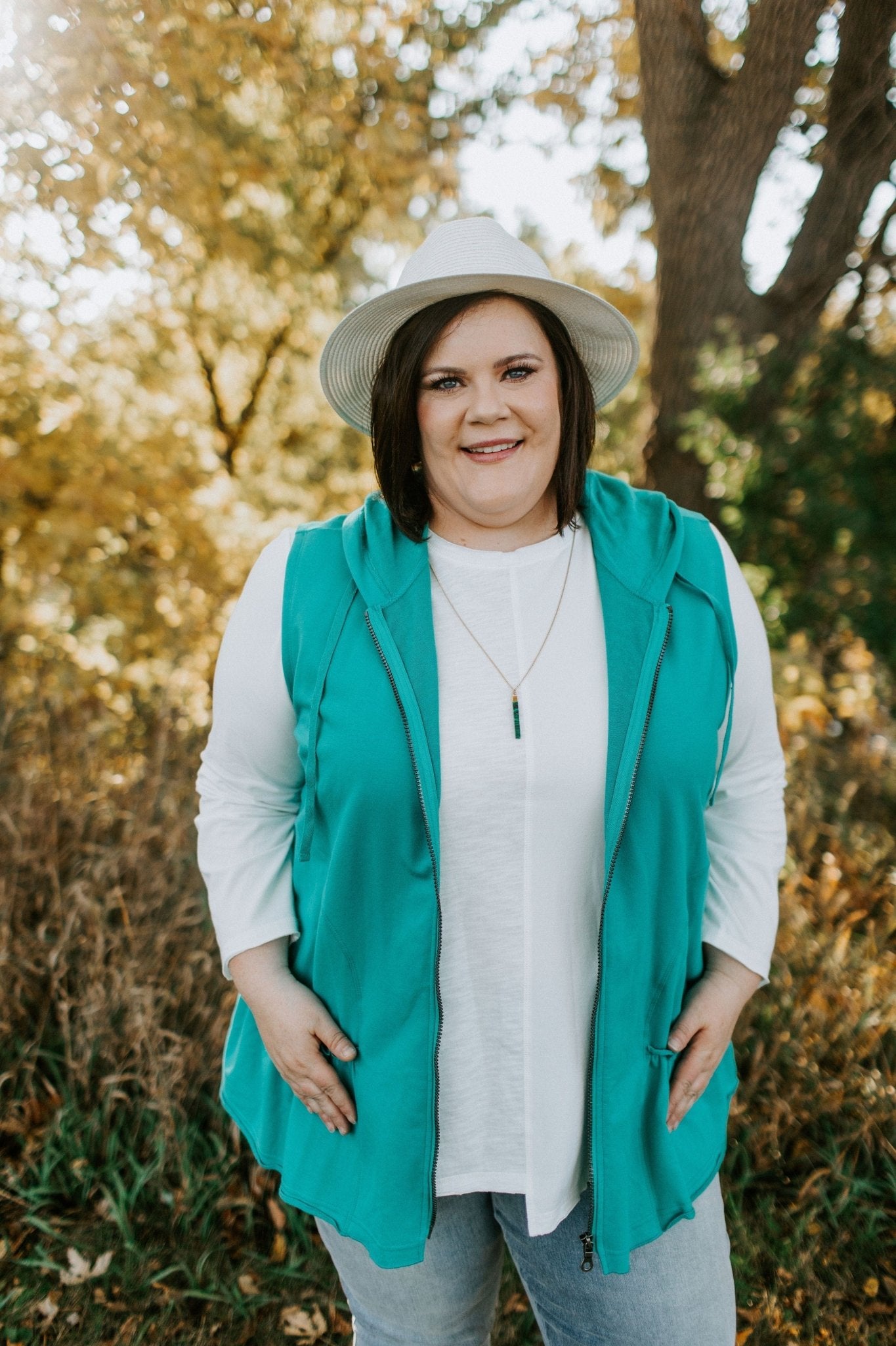 RUFFLE VEST WITH HOODIE IN JADE - L - Love Marlow