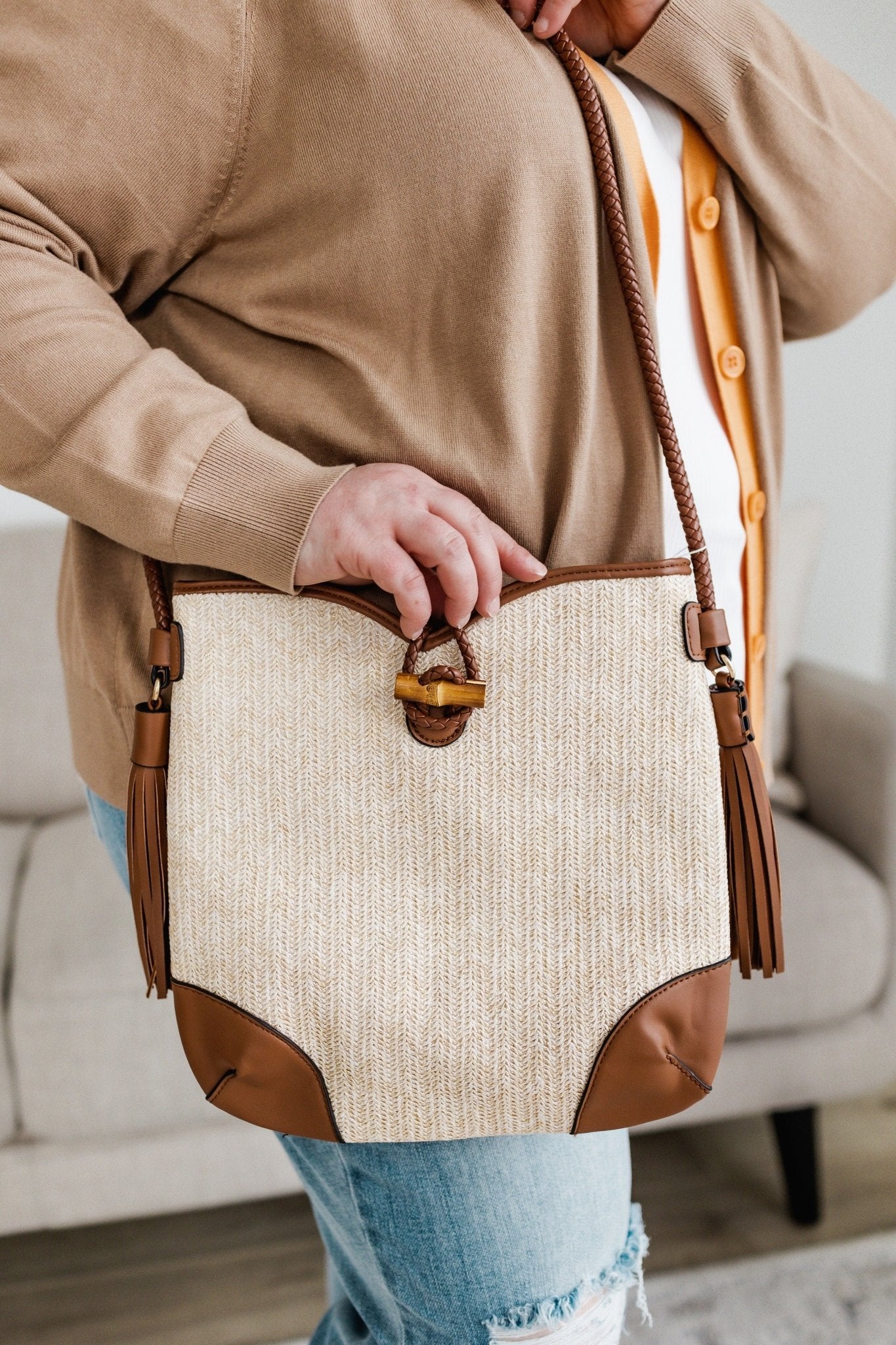 SHIMMERY WOVEN SATCHEL - Love Marlow