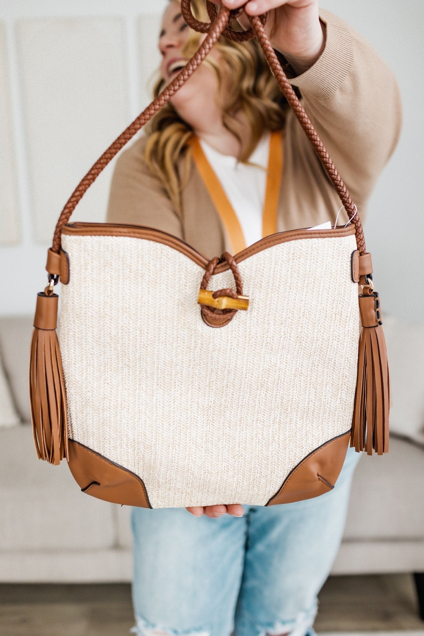 SHIMMERY WOVEN SATCHEL - Love Marlow