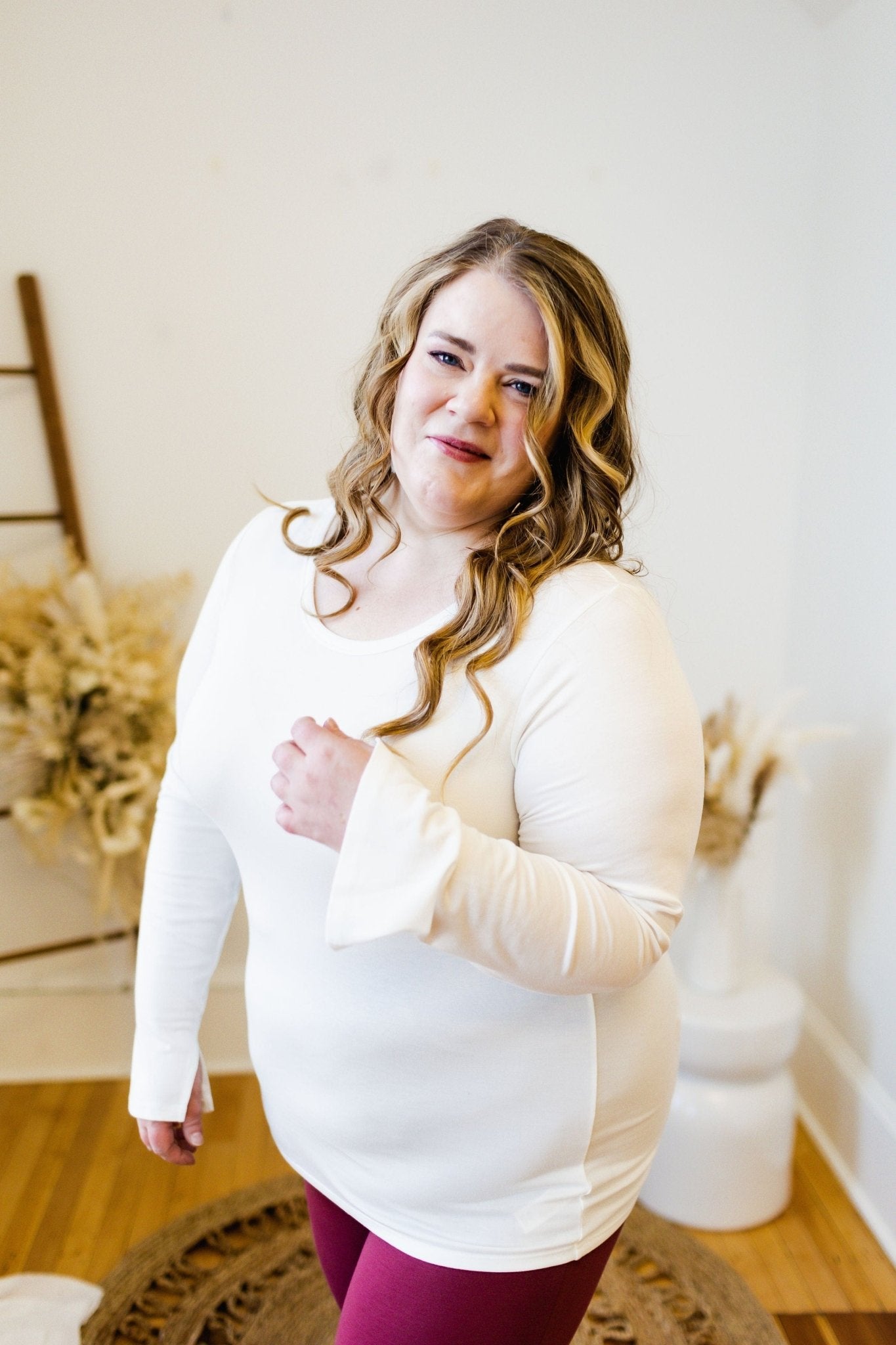 Spanx® BETTER BASE LONG SLEEVE CREW IN POWDER - Love Marlow