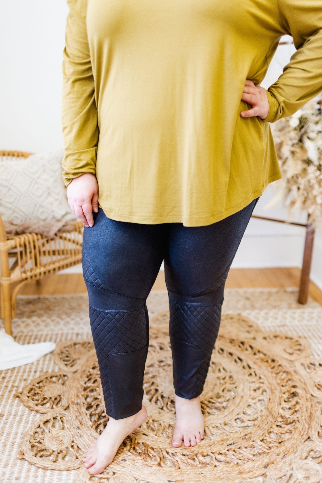 Spanx© FAUX LEATHER QUILTED LEGGINGS - 3x - Love Marlow