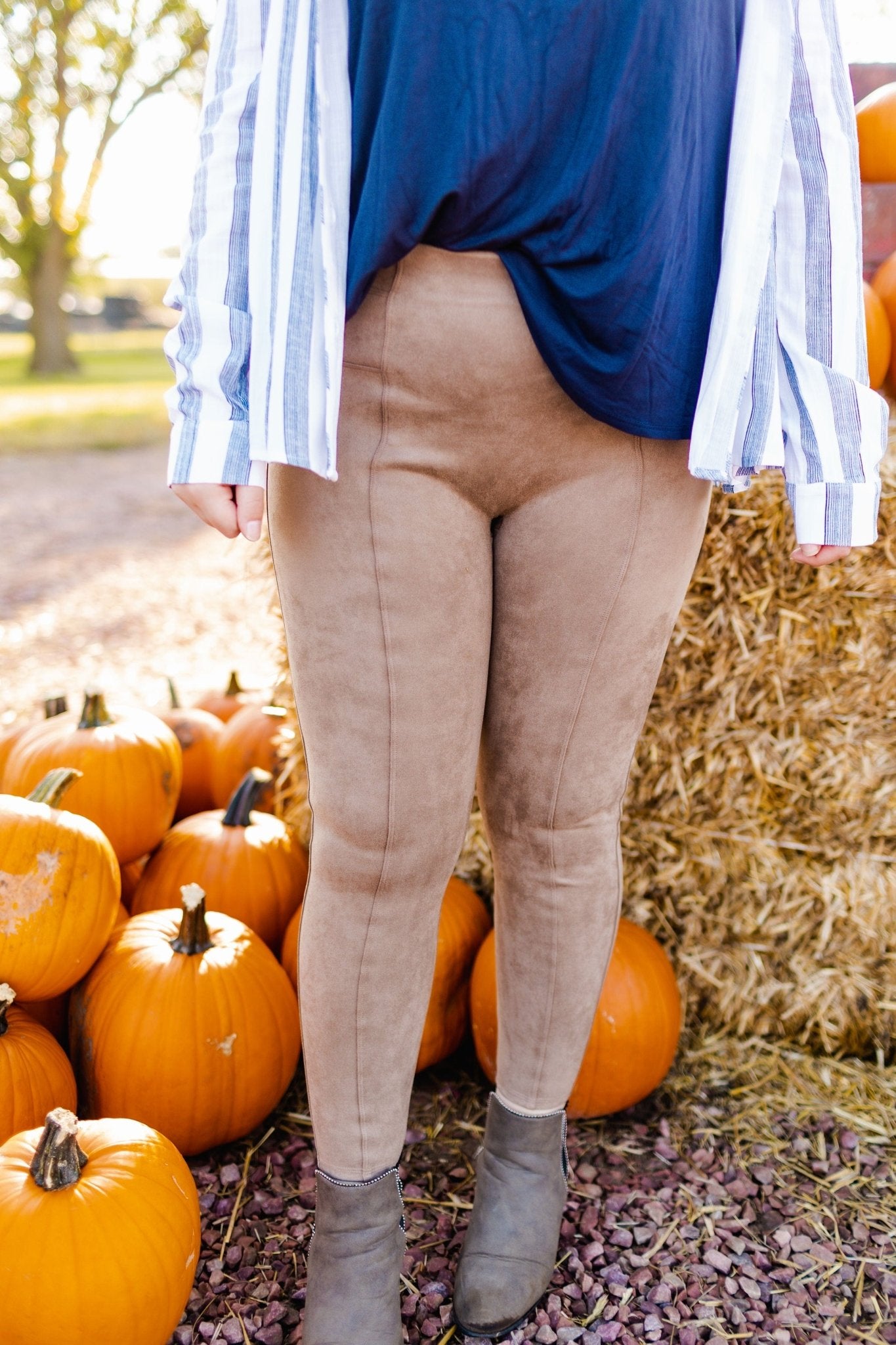 Spanx© FAUX SUEDE LEGGINGS IN CAMEL - Love Marlow