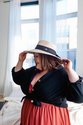 WOVEN FEDORA SUN HAT IN NATURAL AND BLACK - Love Marlow
