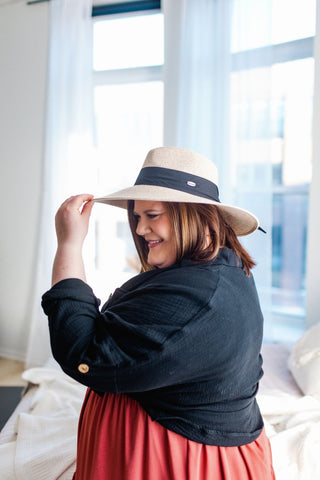 WOVEN FEDORA SUN HAT IN NATURAL AND BLACK - Love Marlow