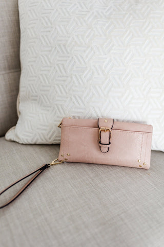 WRISTLET WALLET WITH BUCKLE DETAIL IN AZALEA - Love Marlow